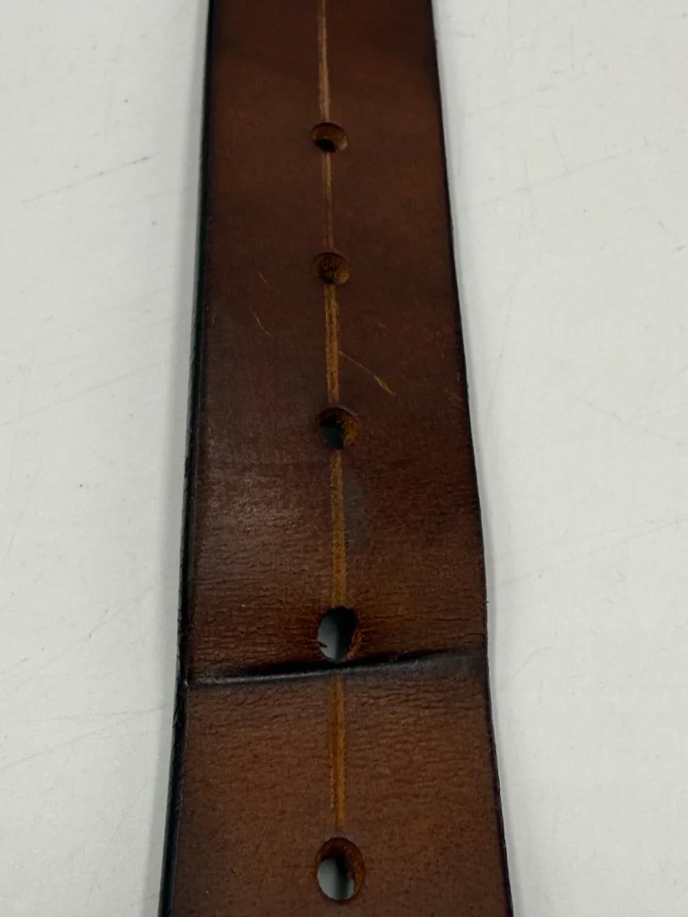 Bison Brown Leather Belt Size 38 Silver Buckle 1 3/8